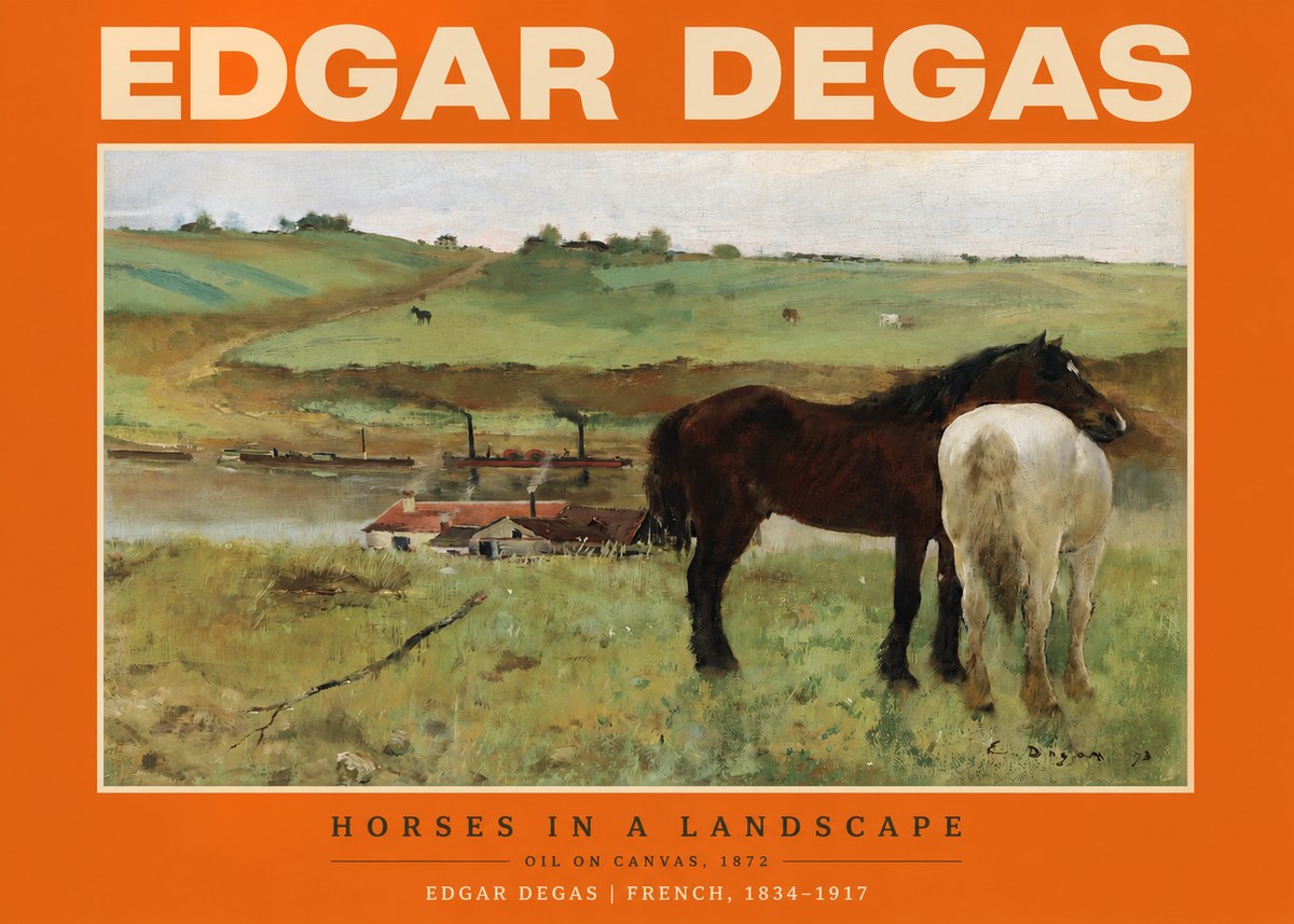 Edgar Degas Horses in a Landscape No2 - Affiche