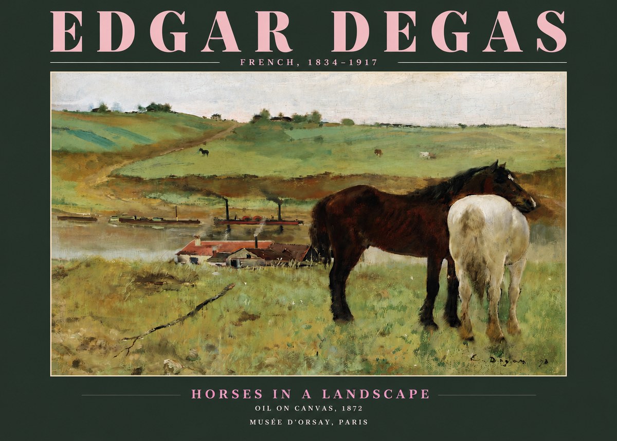 Edgar Degas Horses in a Landscape No3 - Affiche
