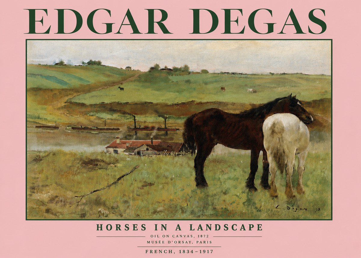 Edgar Degas Horses in a Landscape No5 - Affiche