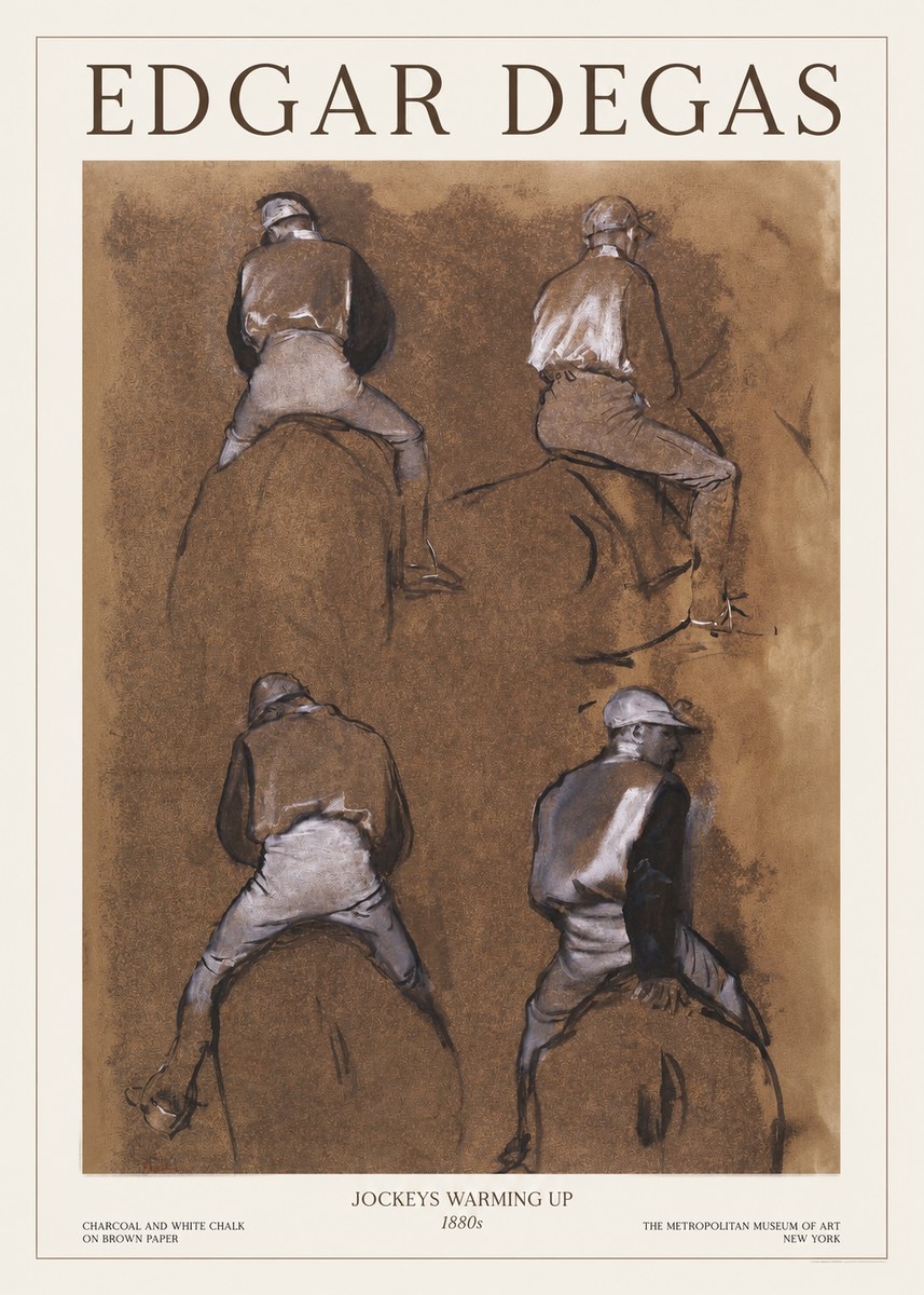 Edgar Degas Jockeys Warming Up No1 - Affiche