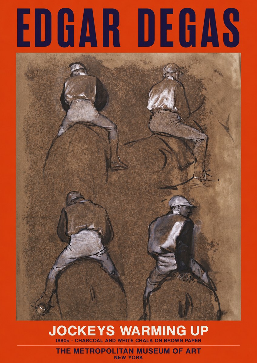 Edgar Degas Jockeys Warming Up No2 - Affiche