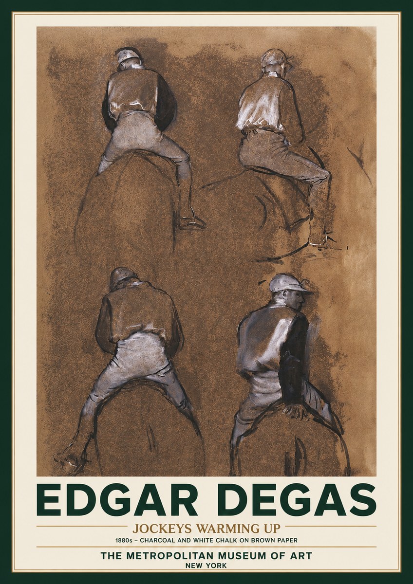 Edgar Degas Jockeys Warming Up No3 - Affiche
