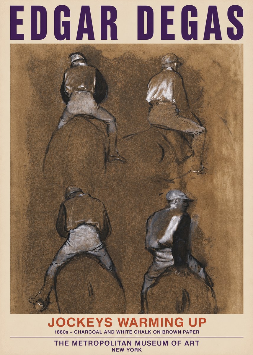 Edgar Degas Jockeys Warming Up No4 - Affiche