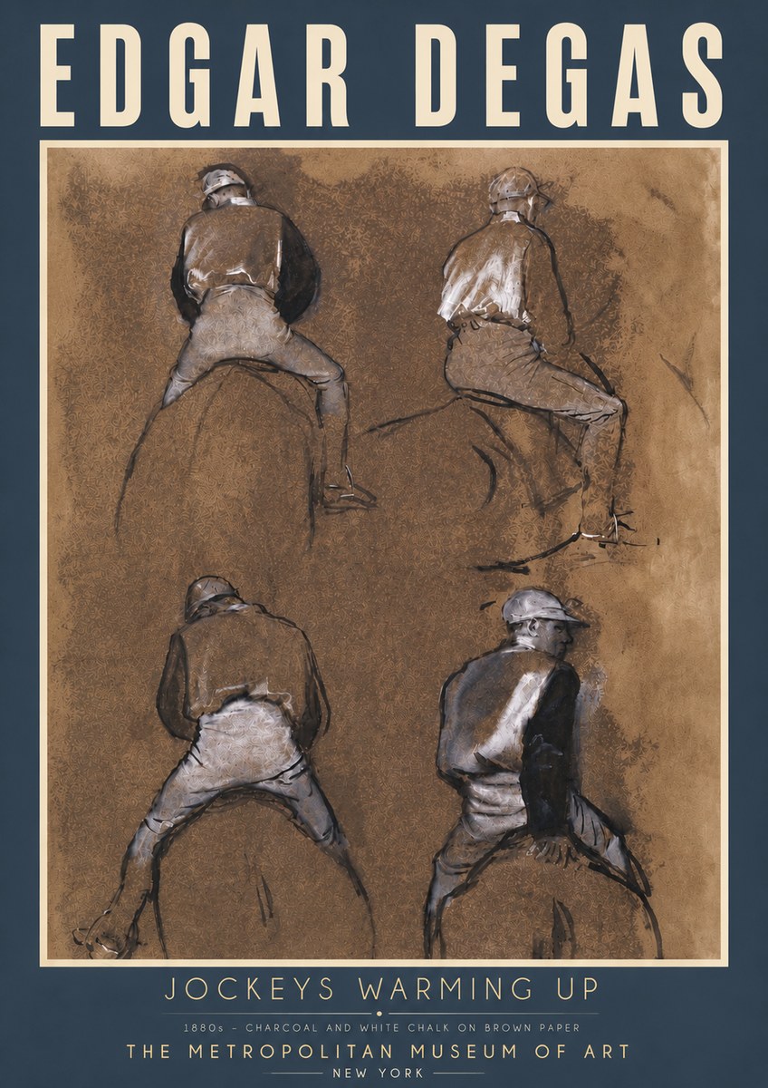 Edgar Degas Jockeys Warming Up No5 - Affiche