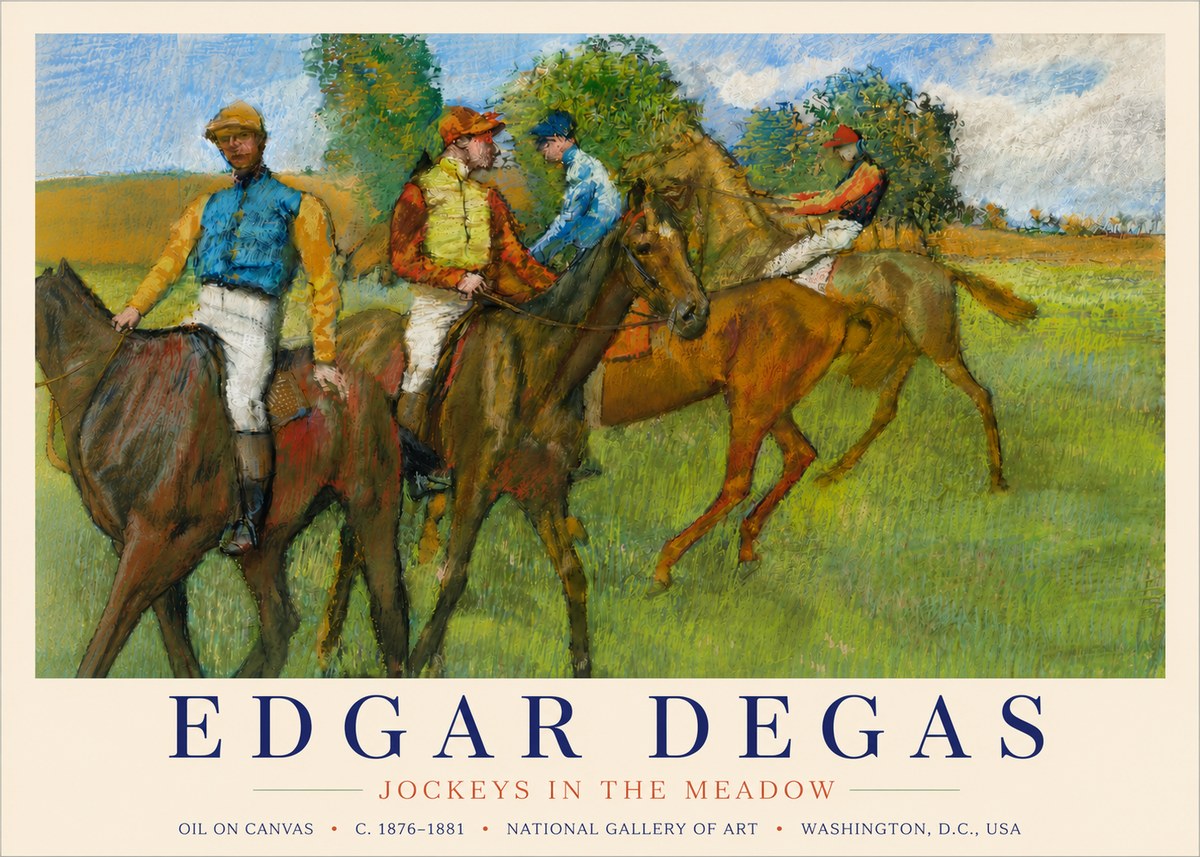 Edgar Degas Jockeys in the Meadow No4 - Affiche