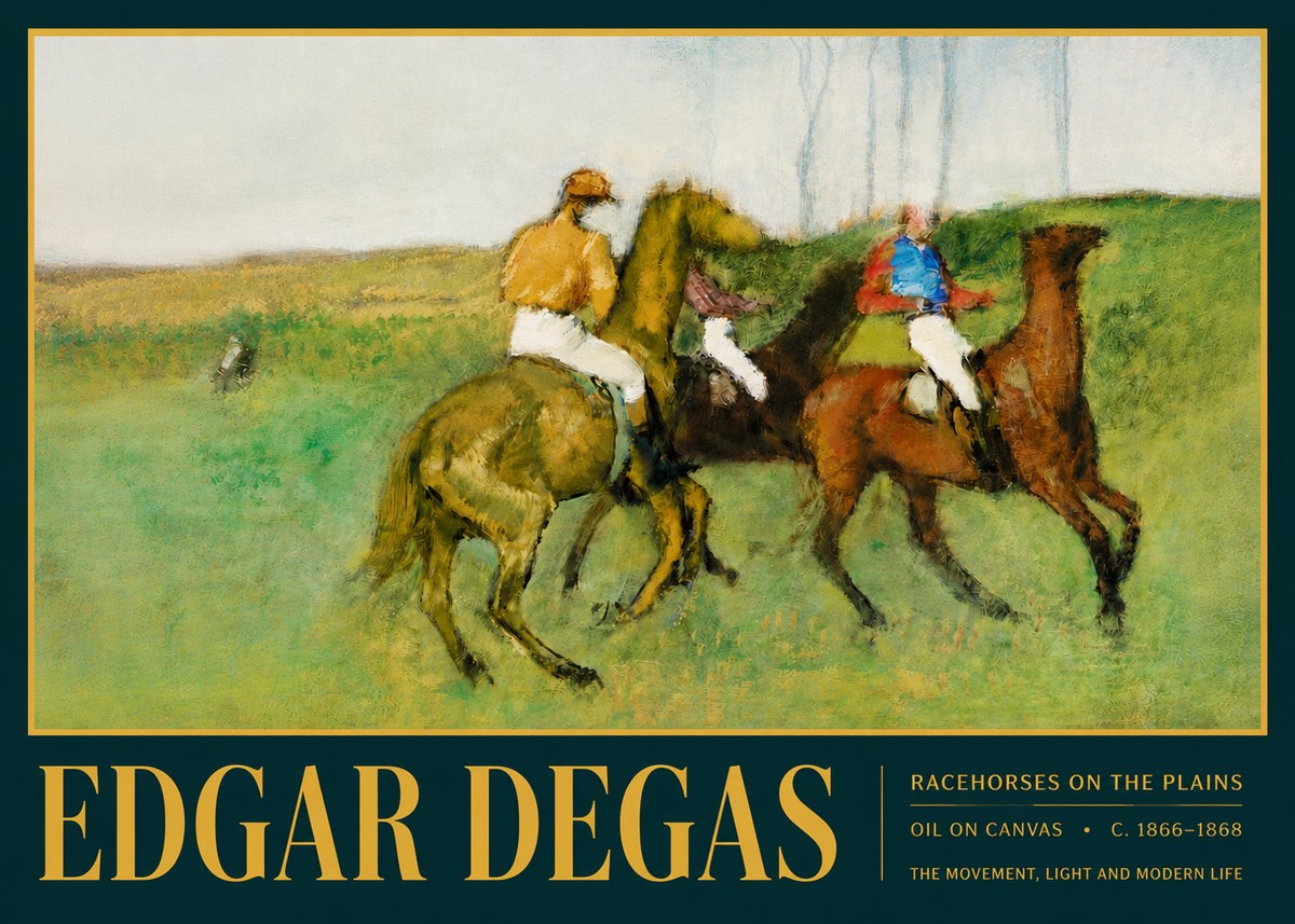 Edgar Degas Racehorses on the Plains No4 - Affiche