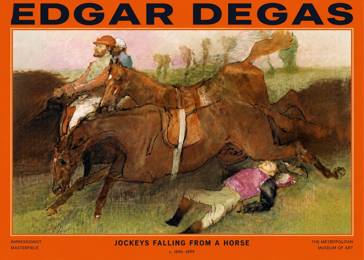 Edgar Degas Jockeys Falling from a Horse No2 - Affiche