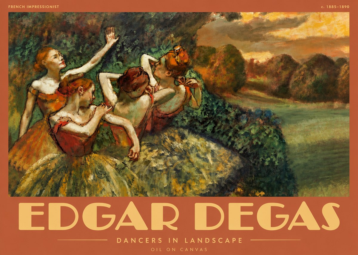 Edgar Degas Dancers in Landscape II No2 - Affiche
