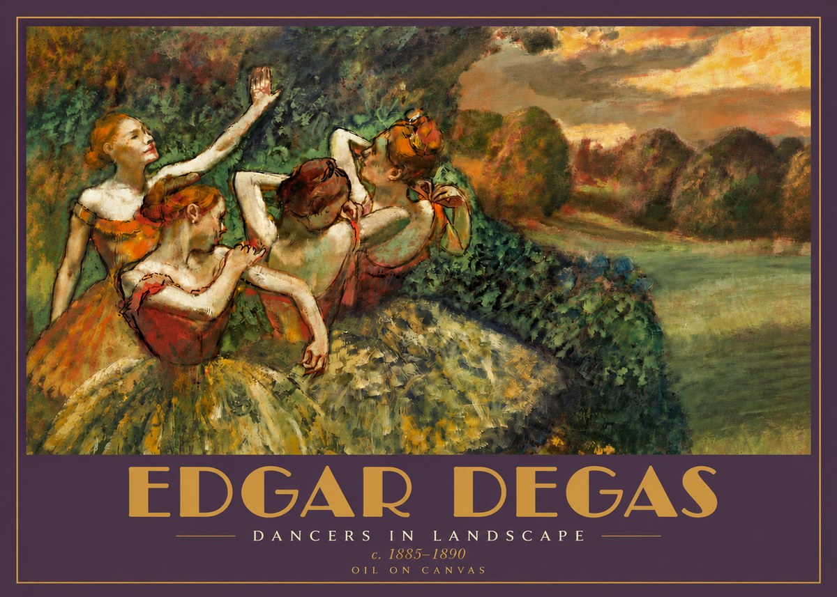 Edgar Degas Dancers in Landscape II No4 - Affiche