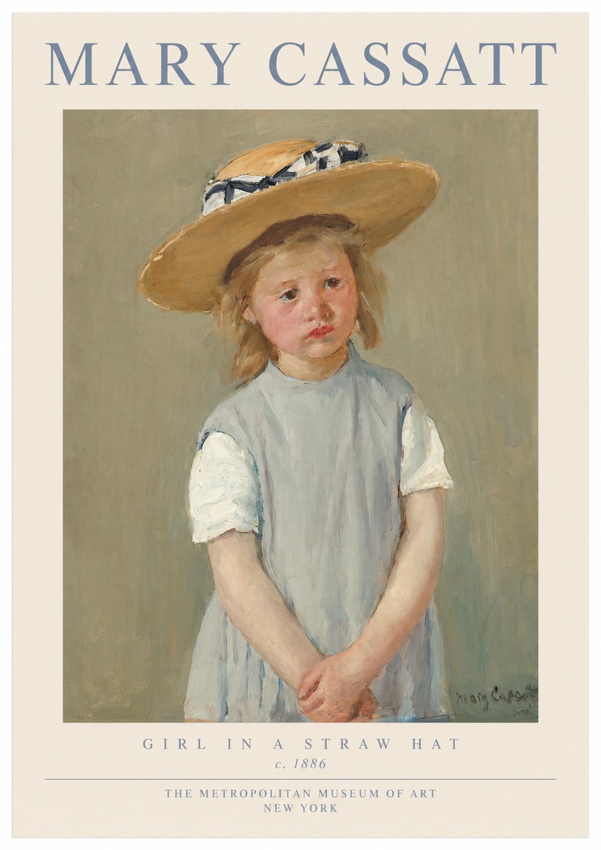 Mary Cassatt Girl in a Straw Hat No1 - Affiche