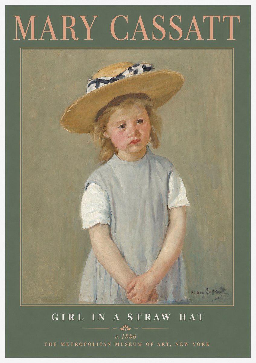 Mary Cassatt Girl in a Straw Hat No2 - Affiche