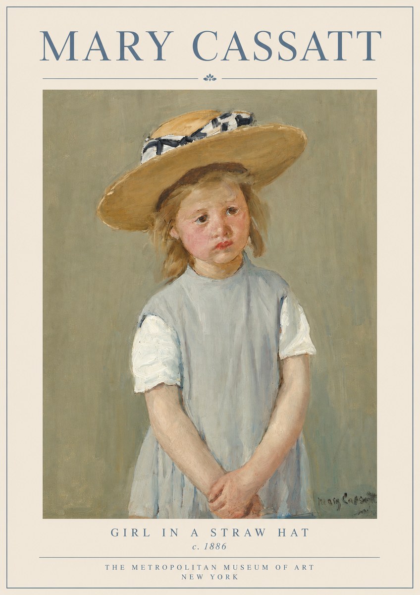 Mary Cassatt Girl in a Straw Hat No3 - Affiche