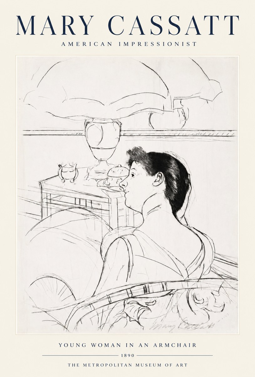 Mary Cassatt Young Woman in an Armchair No1 - Affiche