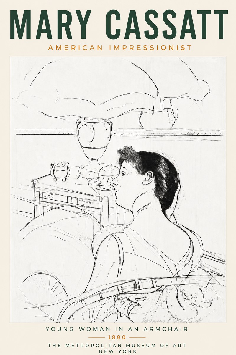 Mary Cassatt Young Woman in an Armchair No3 - Affiche