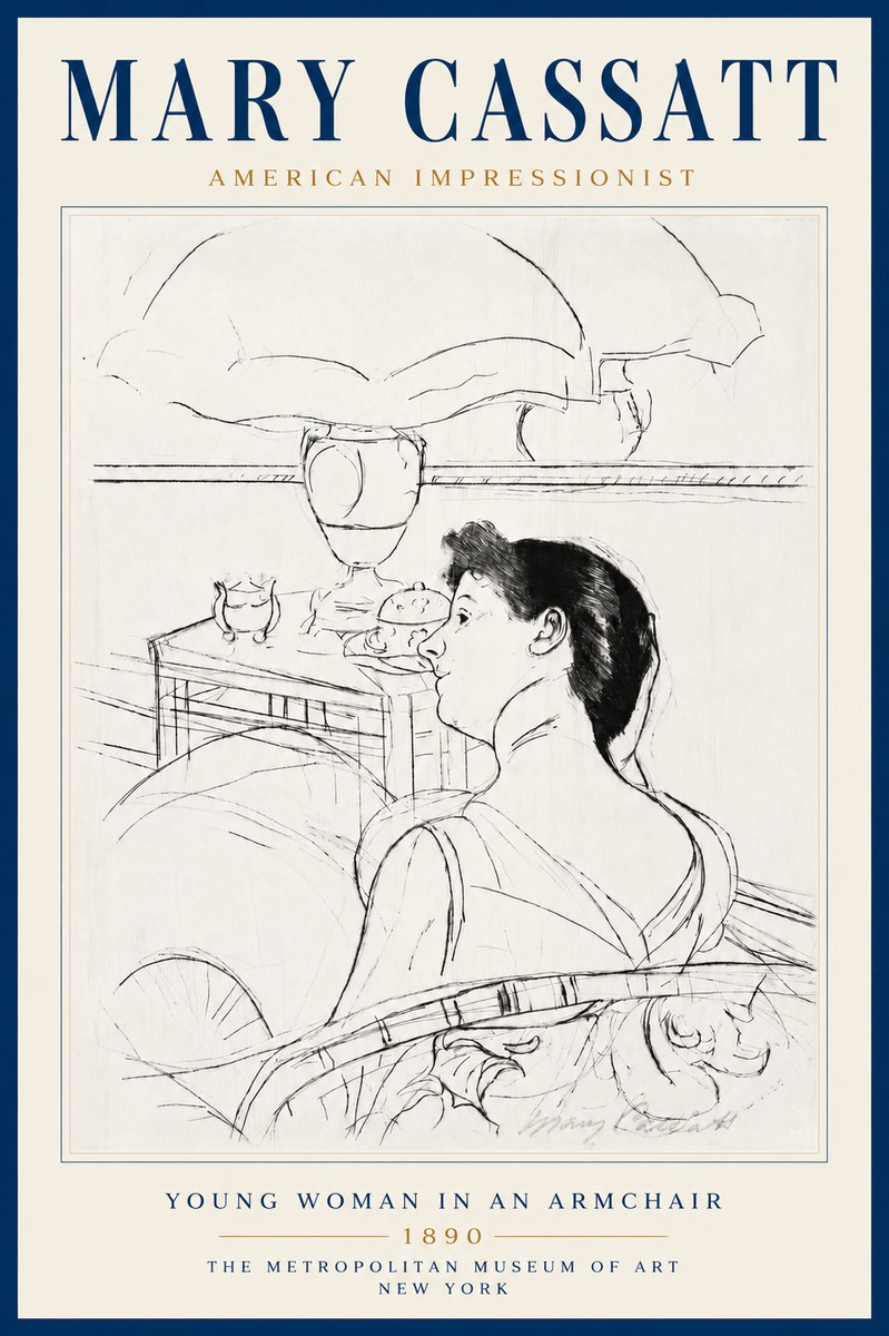 Mary Cassatt Young Woman in an Armchair No4 - Affiche