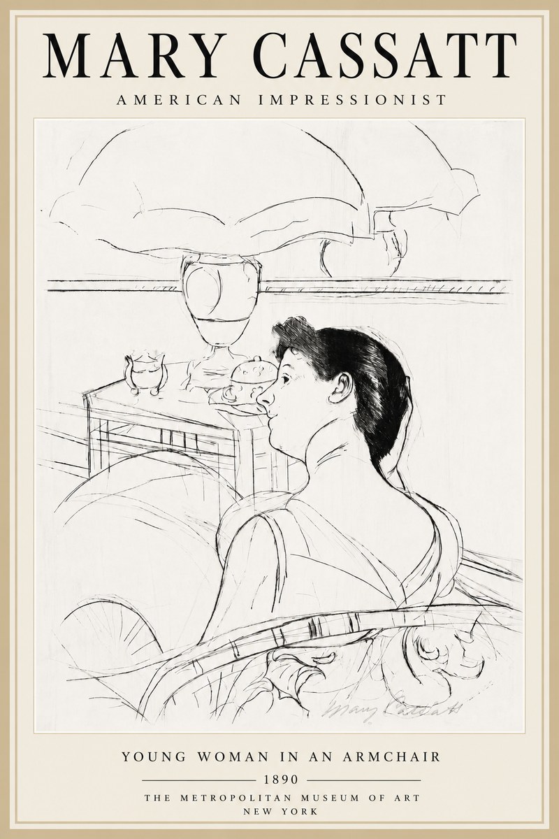 Mary Cassatt Young Woman in an Armchair No5 - Affiche