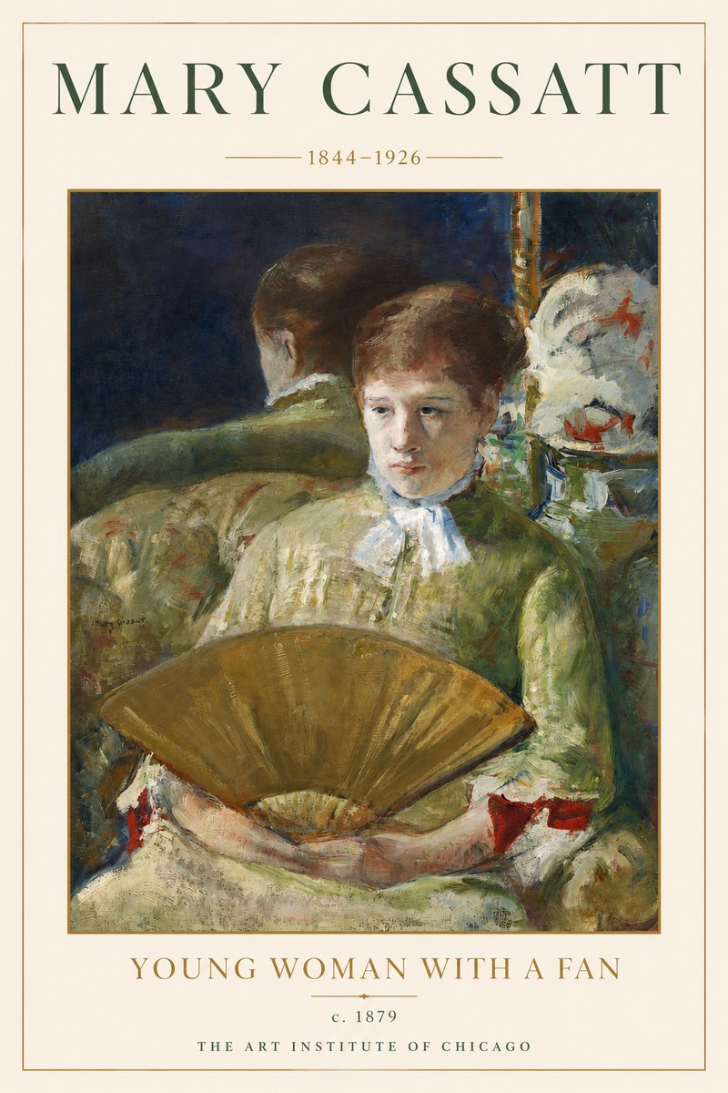 Mary Cassatt Young Woman with a Fan I No3 - Affiche