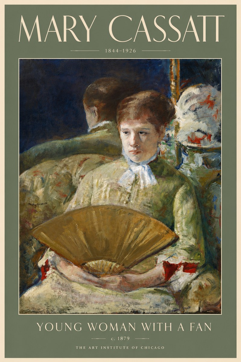 Mary Cassatt Young Woman with a Fan I No5 - Affiche
