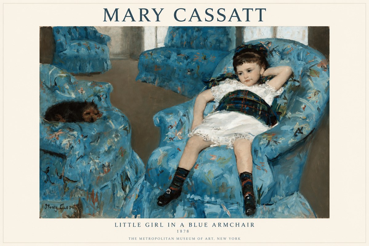 Mary Cassatt Little Girl in a Blue Armchair No1 - Affiche