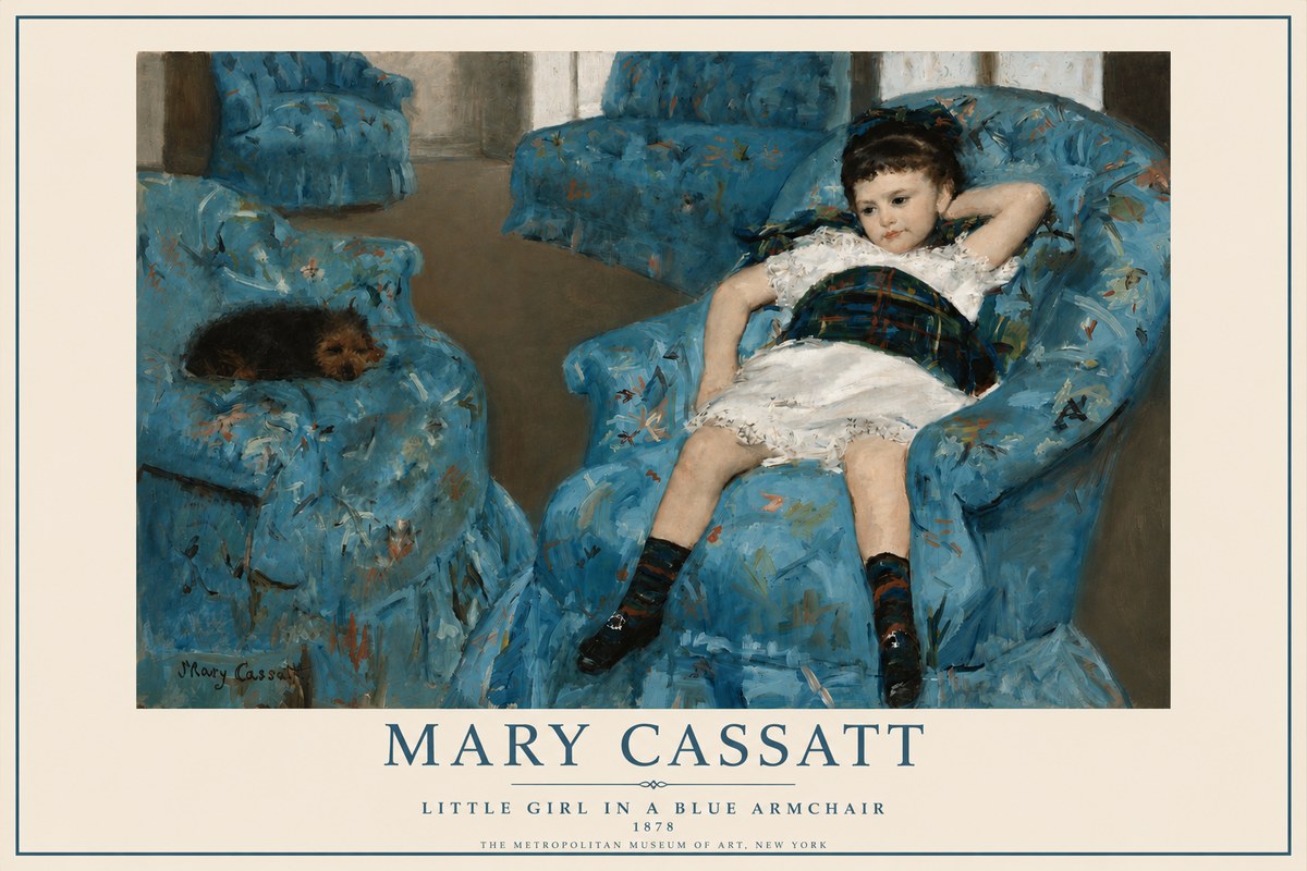 Mary Cassatt Little Girl in a Blue Armchair No3 - Affiche