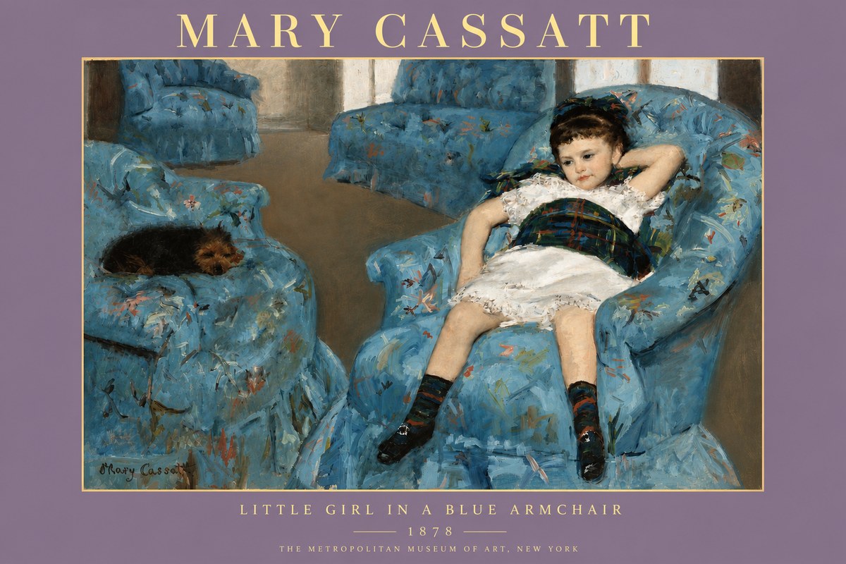 Mary Cassatt Little Girl in a Blue Armchair No4 - Affiche