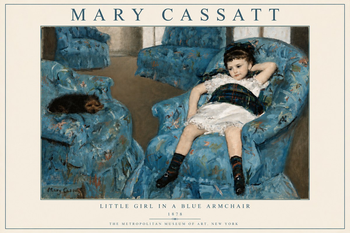 Mary Cassatt Little Girl in a Blue Armchair No6 - Affiche