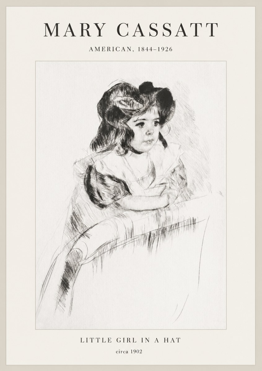Mary Cassatt Little Girl in a Hat No1 - Affiche