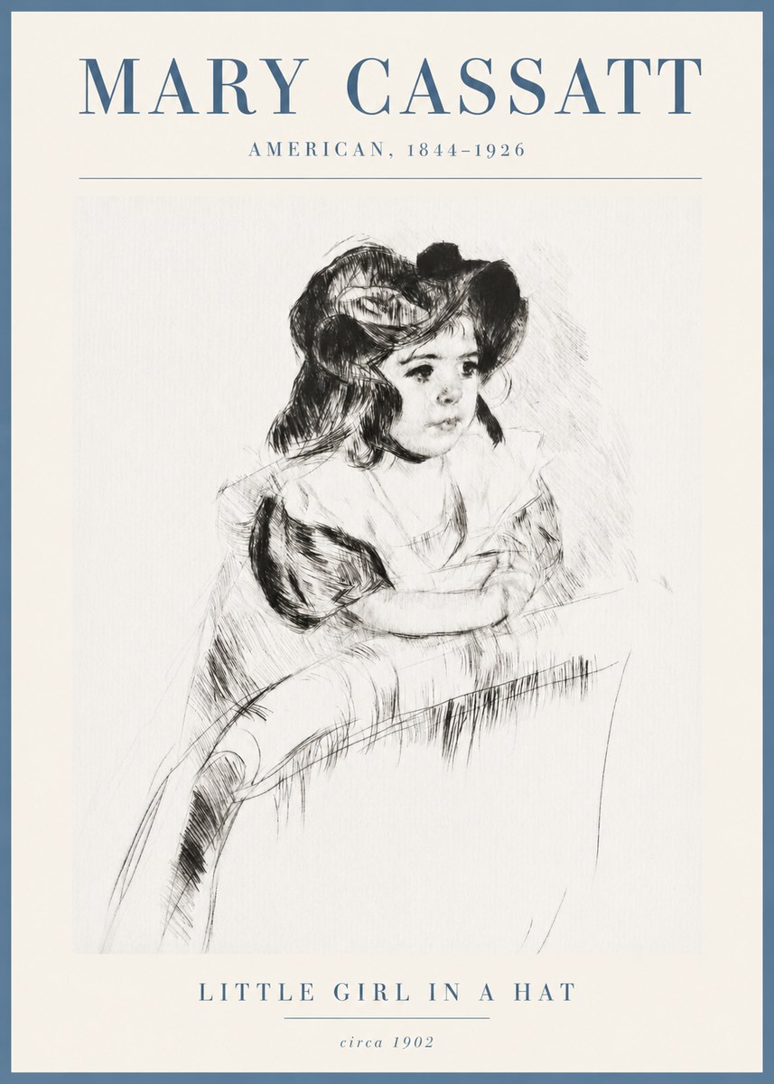 Mary Cassatt Little Girl in a Hat No3 - Affiche