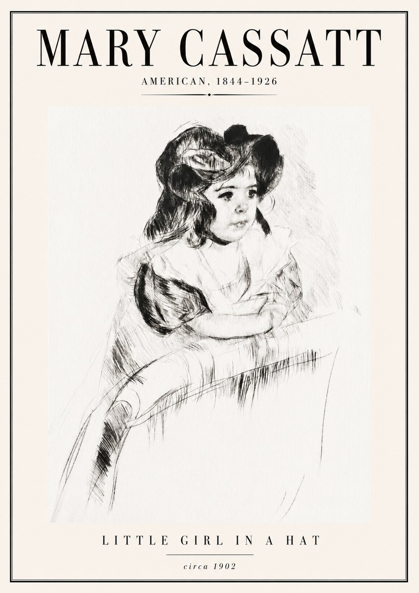 Mary Cassatt Little Girl in a Hat No5 - Affiche
