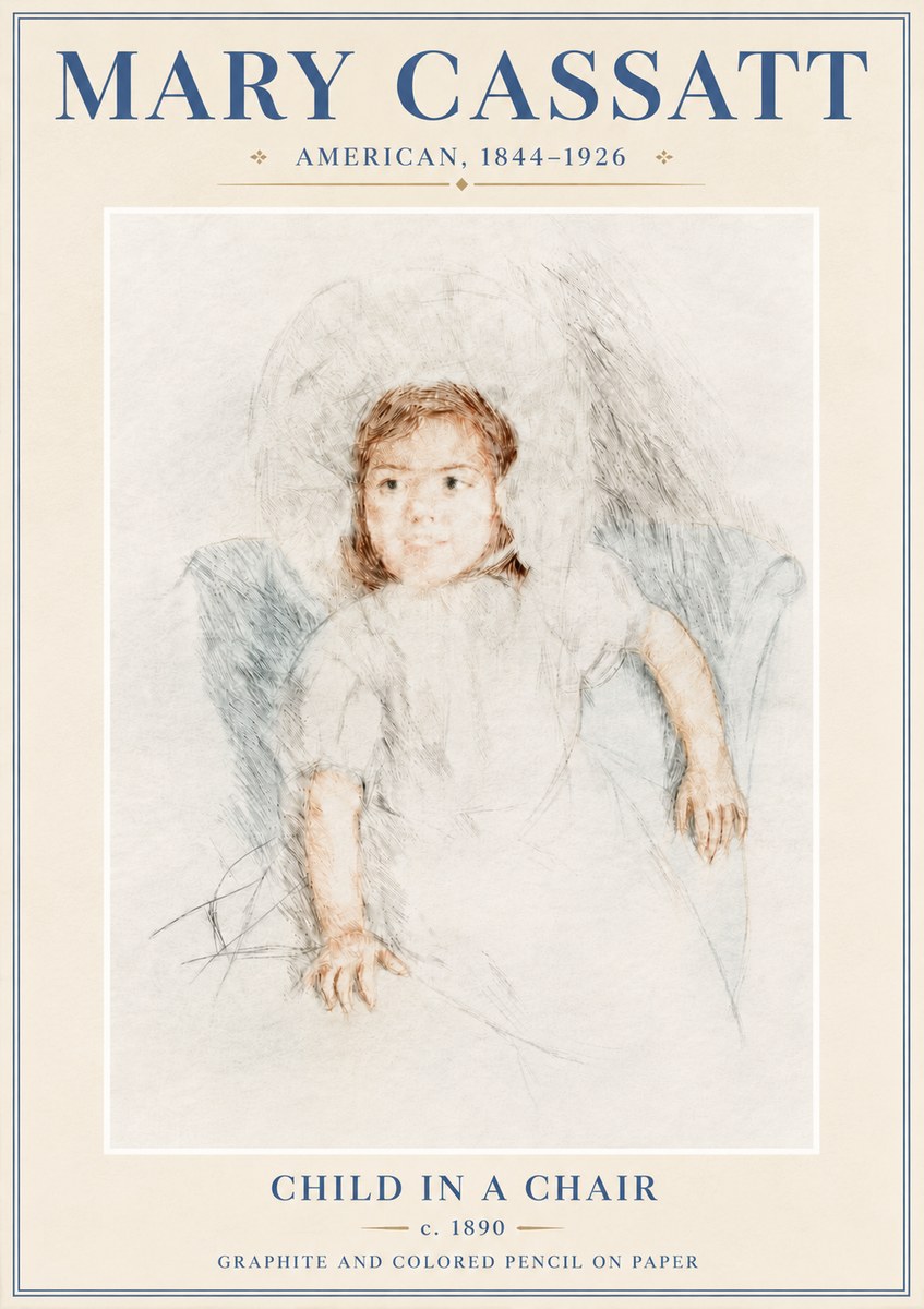 Mary Cassatt Child in a Chair No6 - Affiche