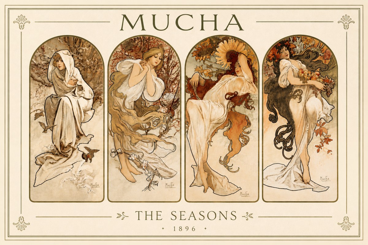 Mucha The Seasons No5 - Affiche