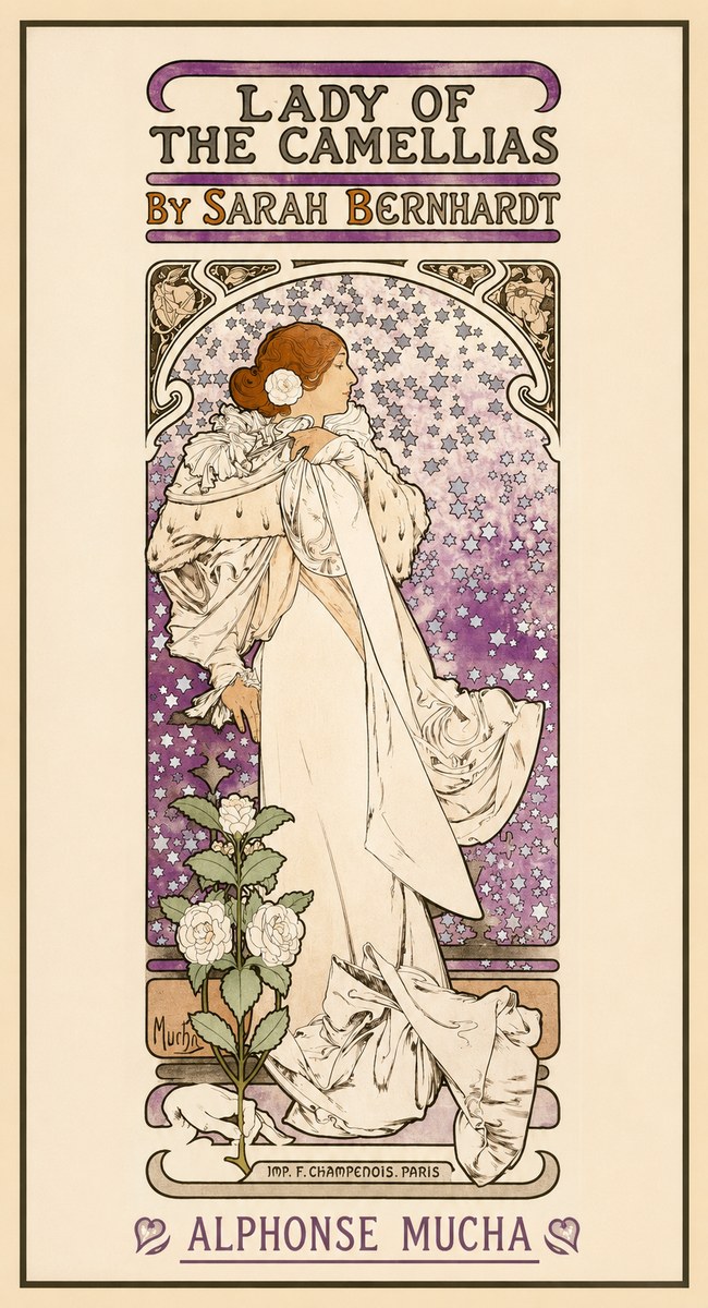 Mucha Lady of the Camellias No1 - Affiche
