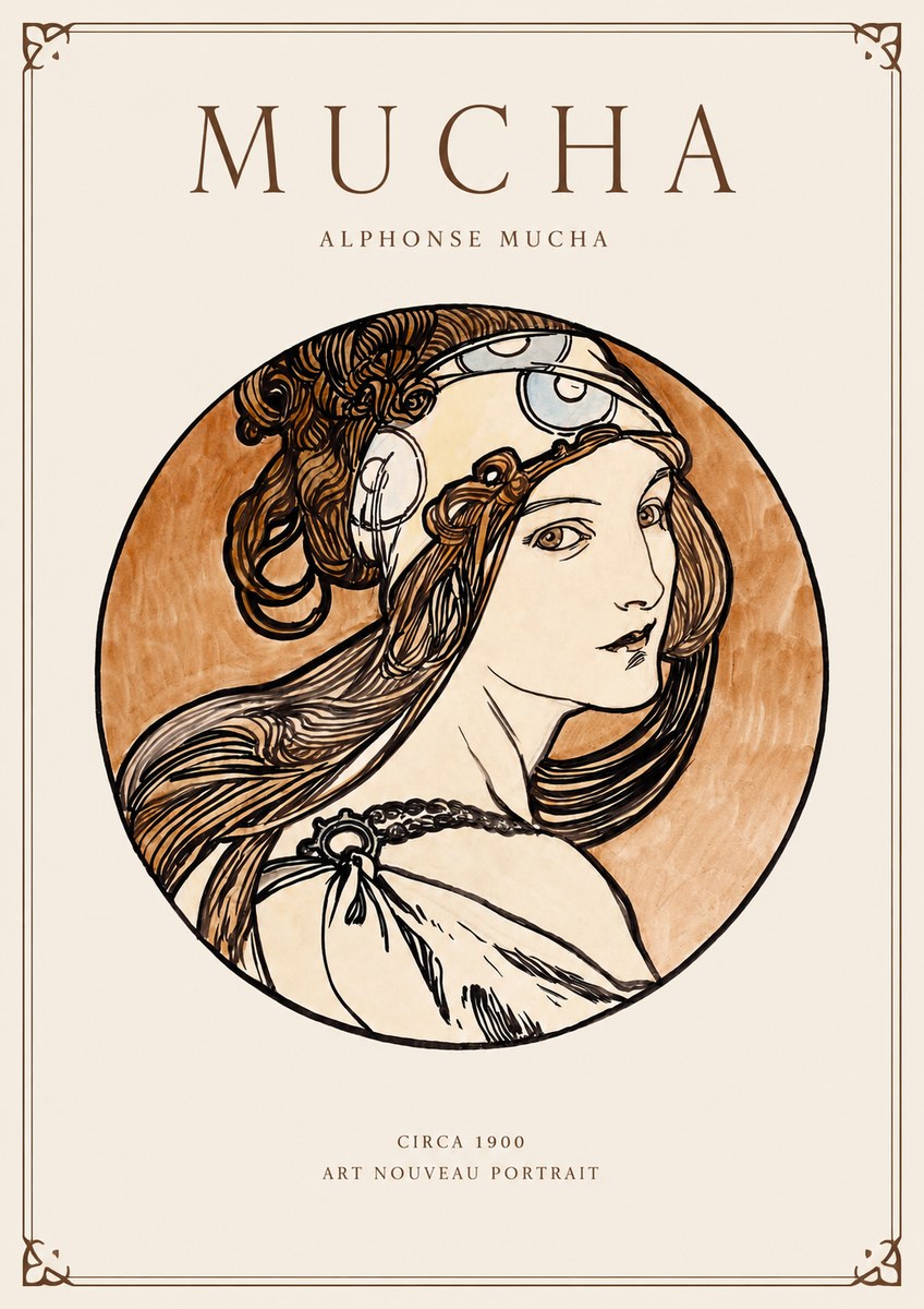Mucha Art Nouveau Portrait I No1 - Affiche