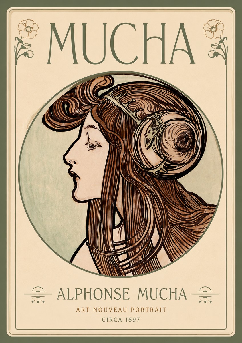 Mucha Art Nouveau Portrait II No4 - Affiche