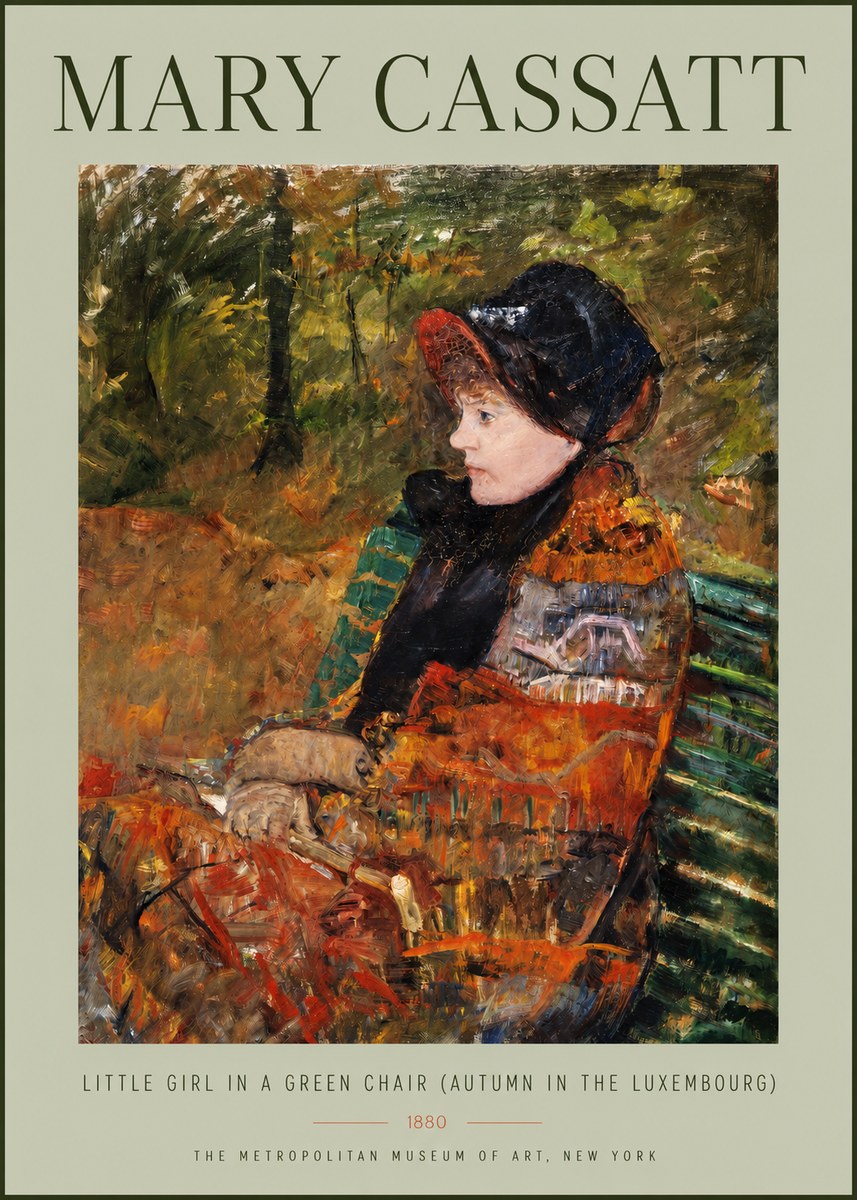 Mary Cassatt Little Girl in a Green Chair (Autumn in the Luxembourg) No2 - Affiche