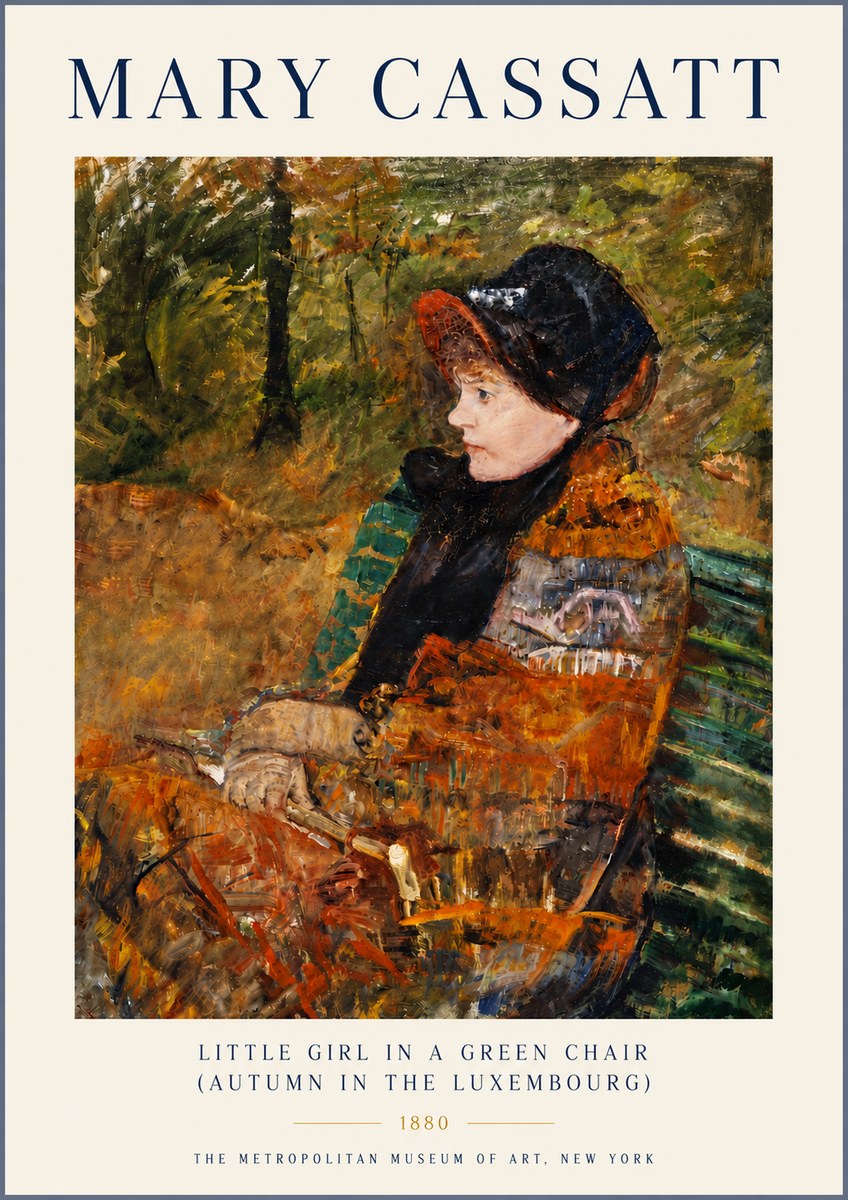 Mary Cassatt Little Girl in a Green Chair (Autumn in the Luxembourg) No6 - Affiche