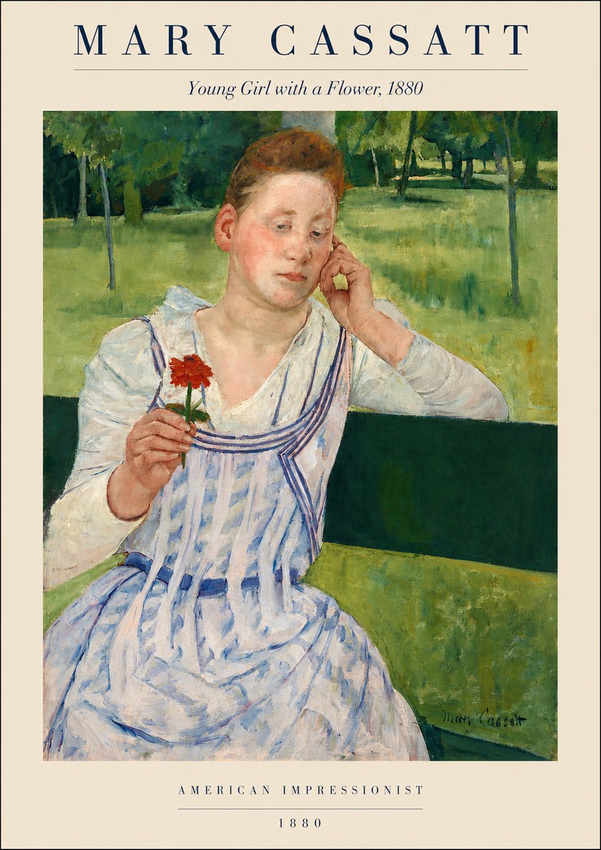 Mary Cassatt Young Girl with a Flower No3 - Affiche