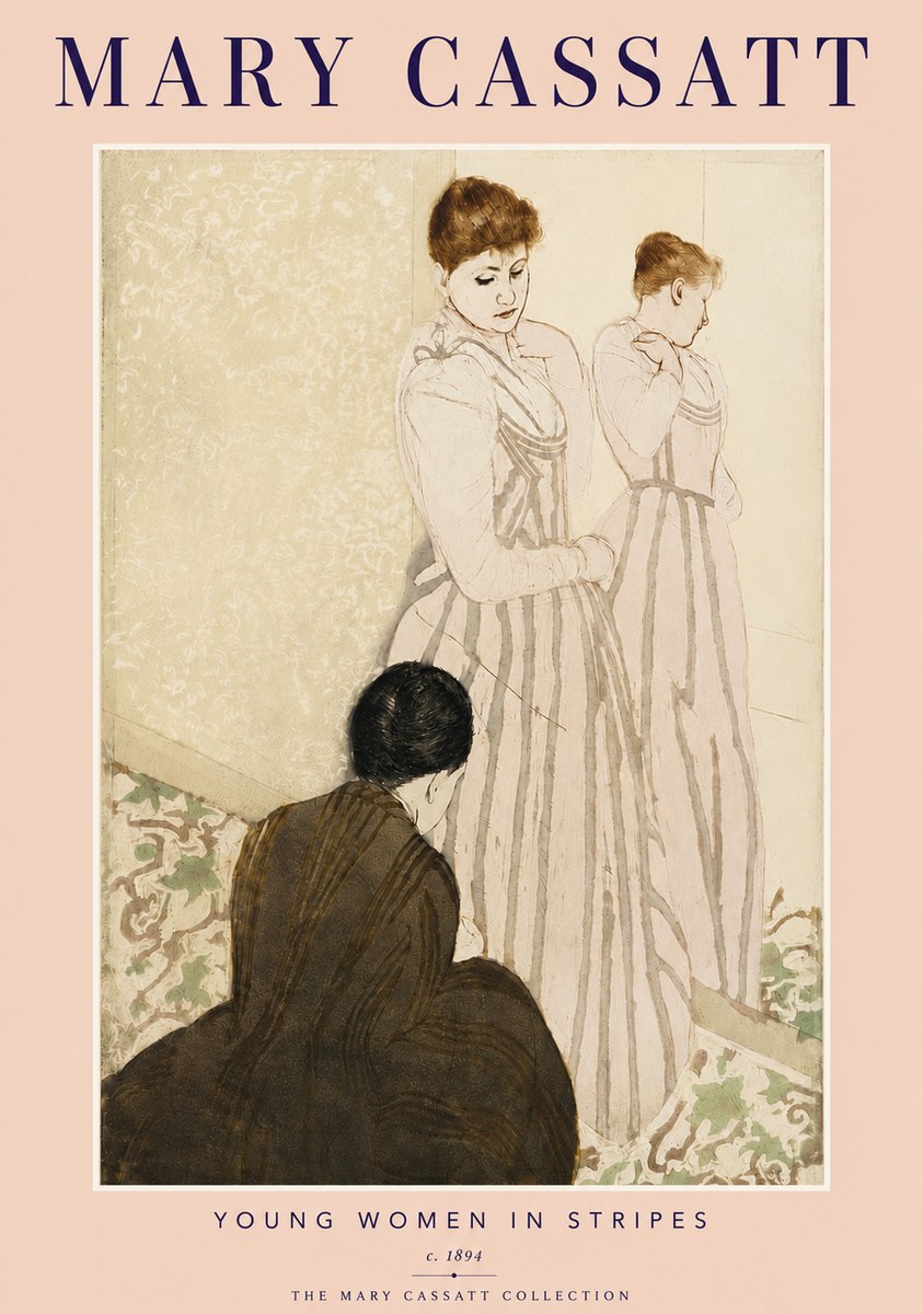 Mary Cassatt Young Women in Stripes No4 - Affiche