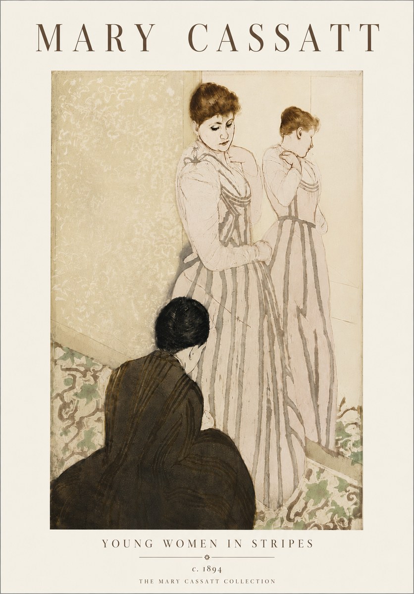 Mary Cassatt Young Women in Stripes No6 - Affiche