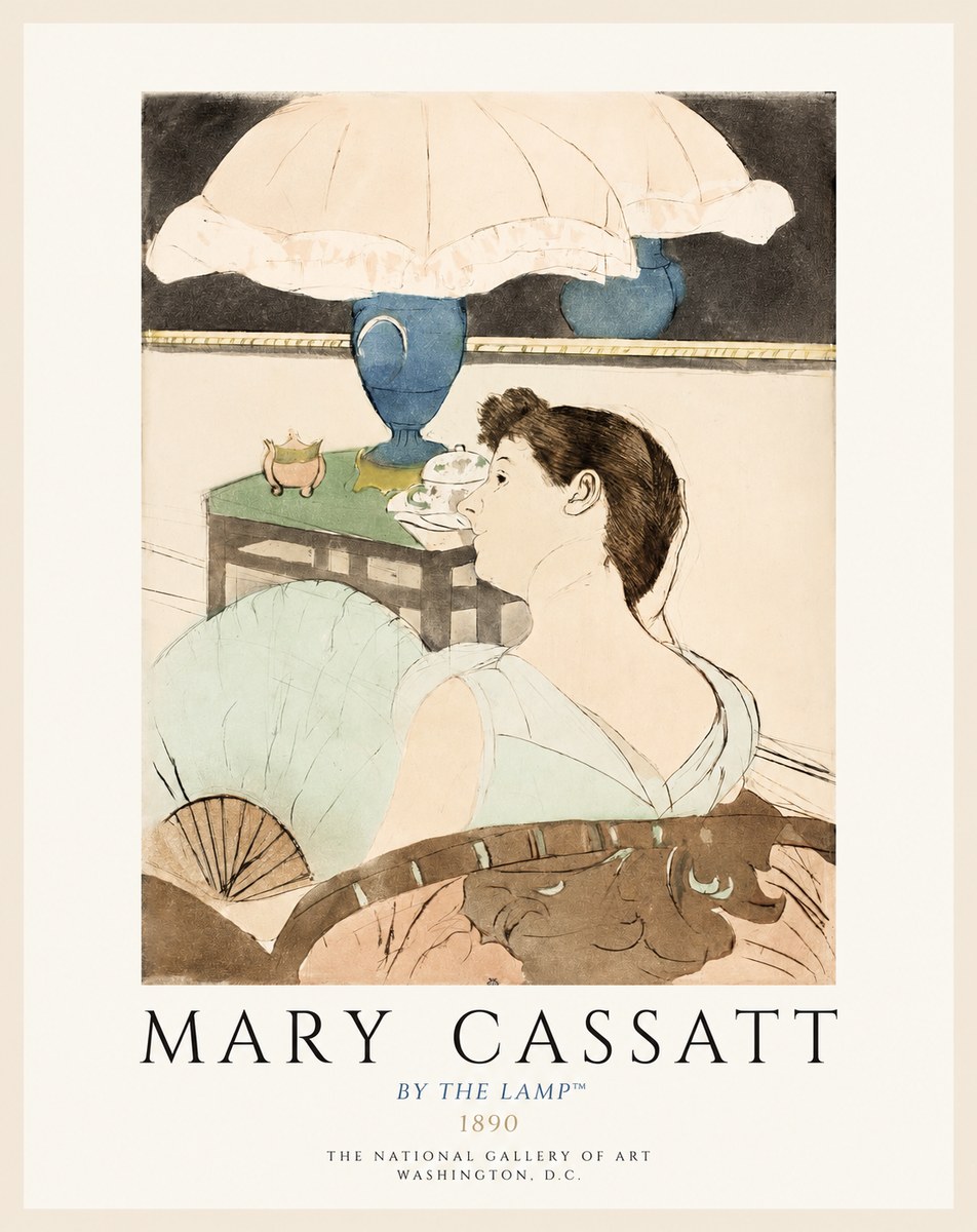 Mary Cassatt By the Lamp No1 - Affiche
