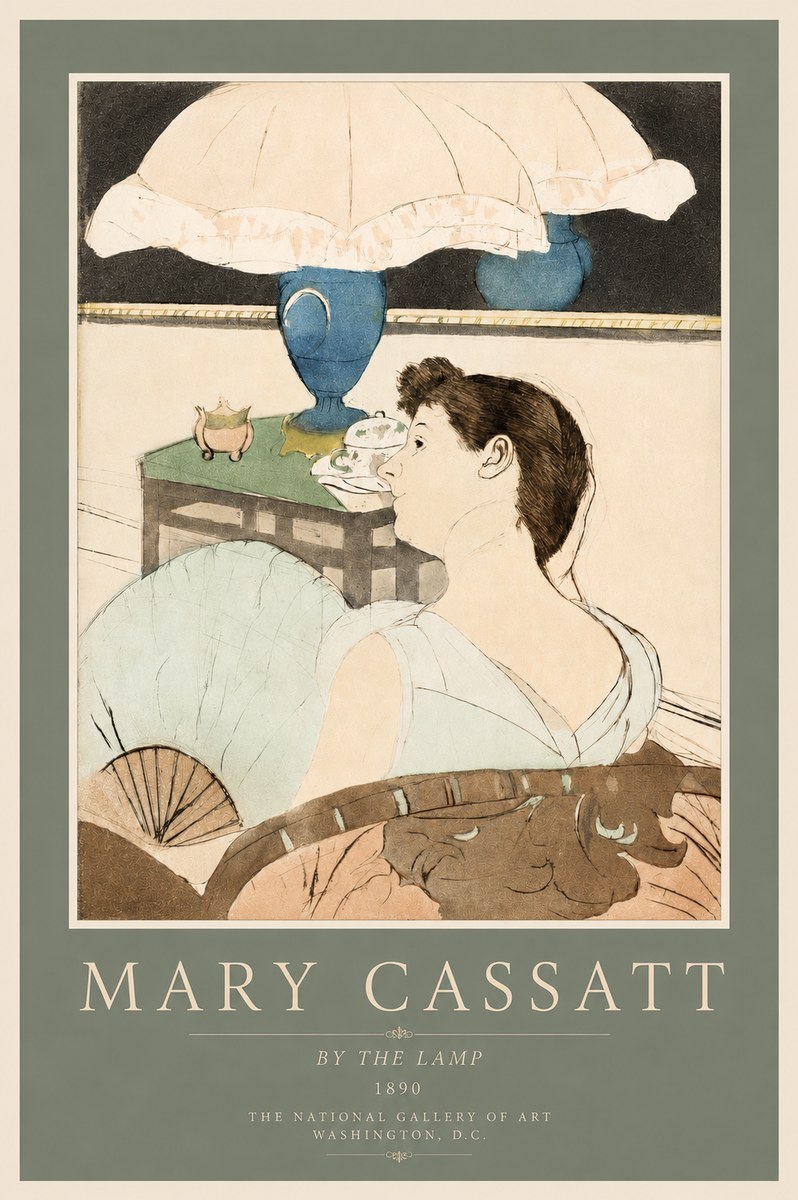 Mary Cassatt By the Lamp No2 - Affiche