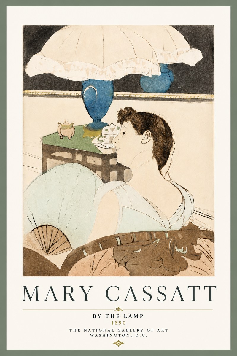 Mary Cassatt By the Lamp No4 - Affiche