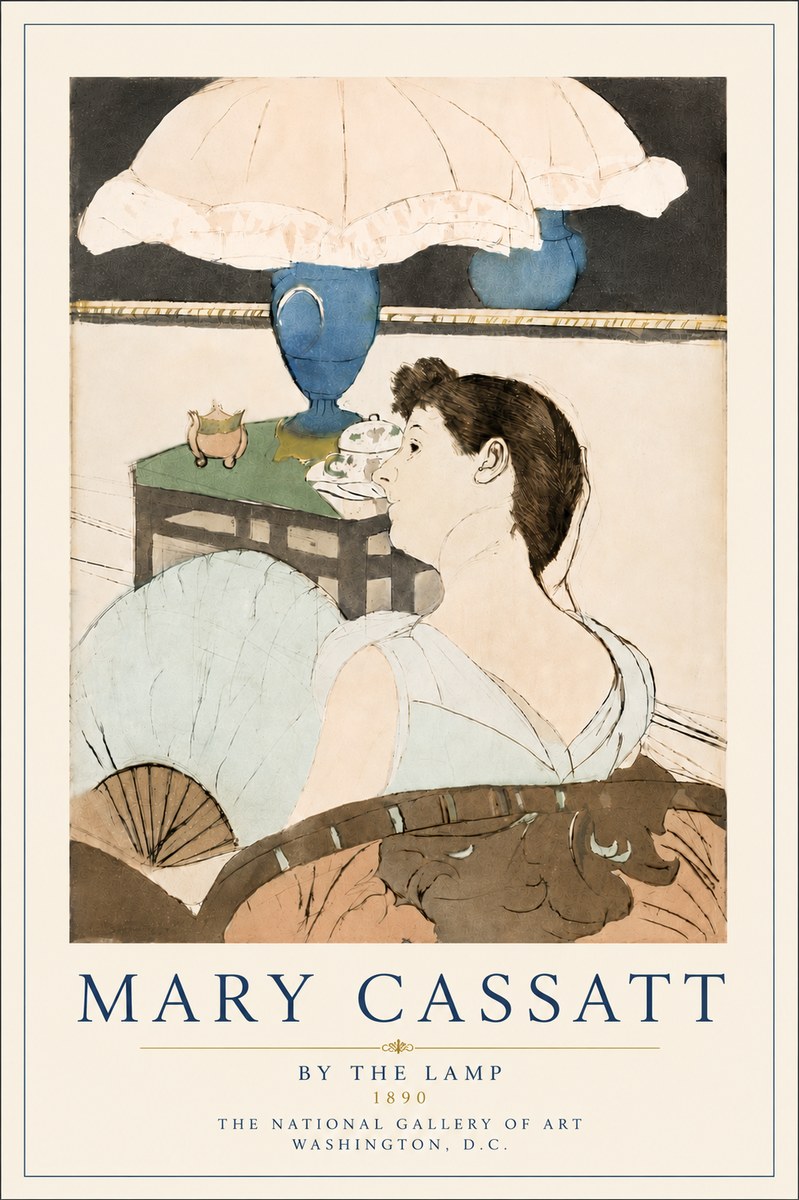 Mary Cassatt By the Lamp No6 - Affiche