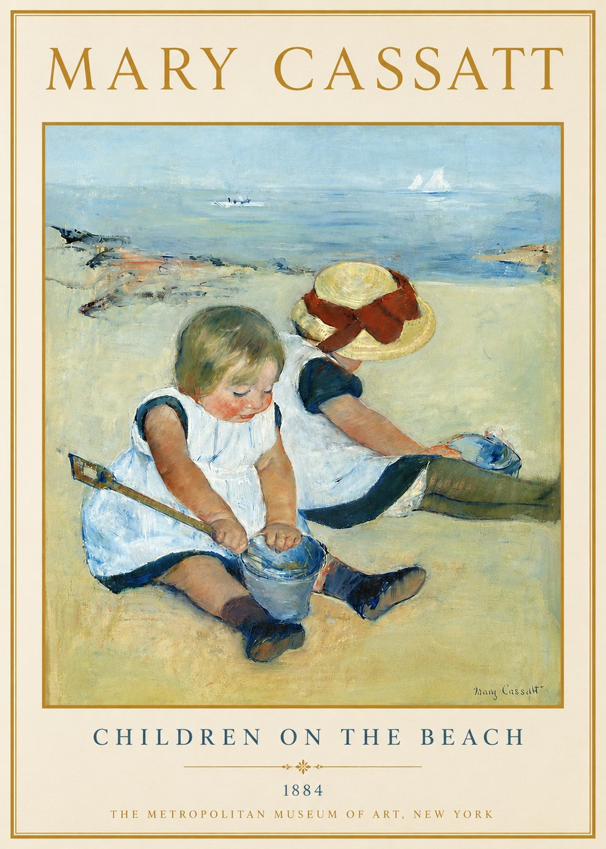 Mary Cassatt Children on the Beach No3 - Affiche