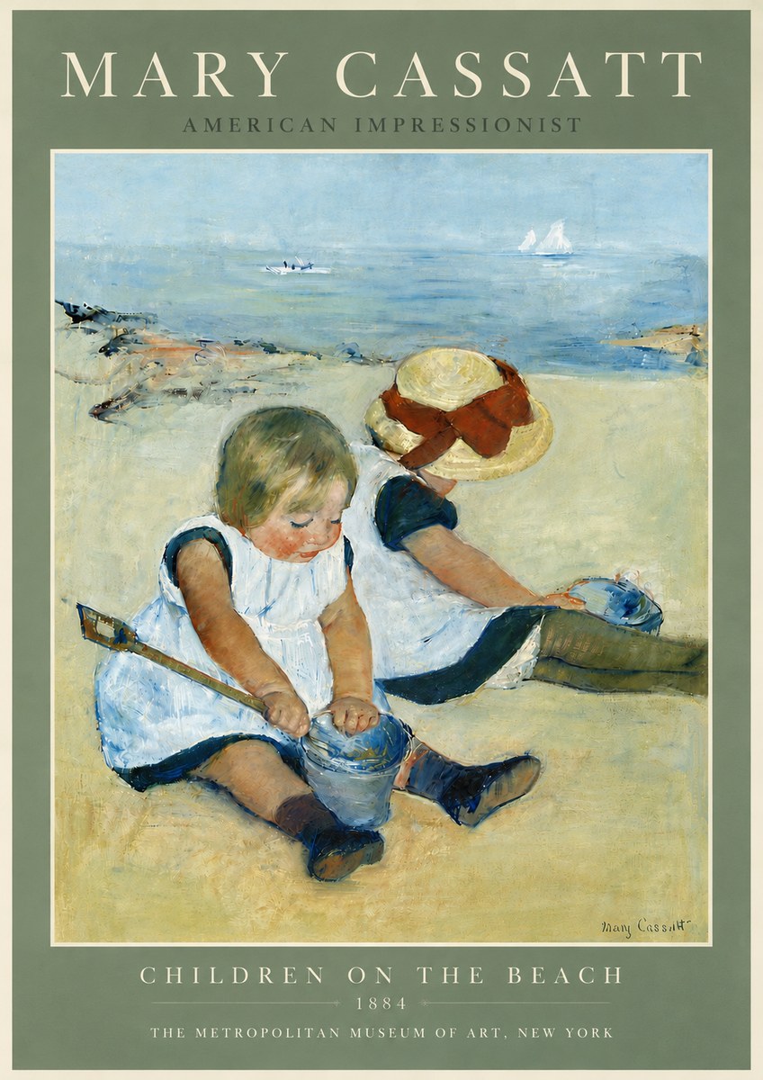 Mary Cassatt Children on the Beach No5 - Affiche