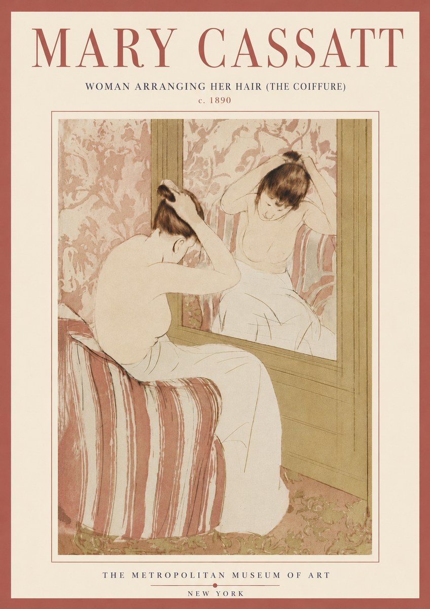 Mary Cassatt Woman Arranging Her Hair (the Coiffure) No5 - Affiche