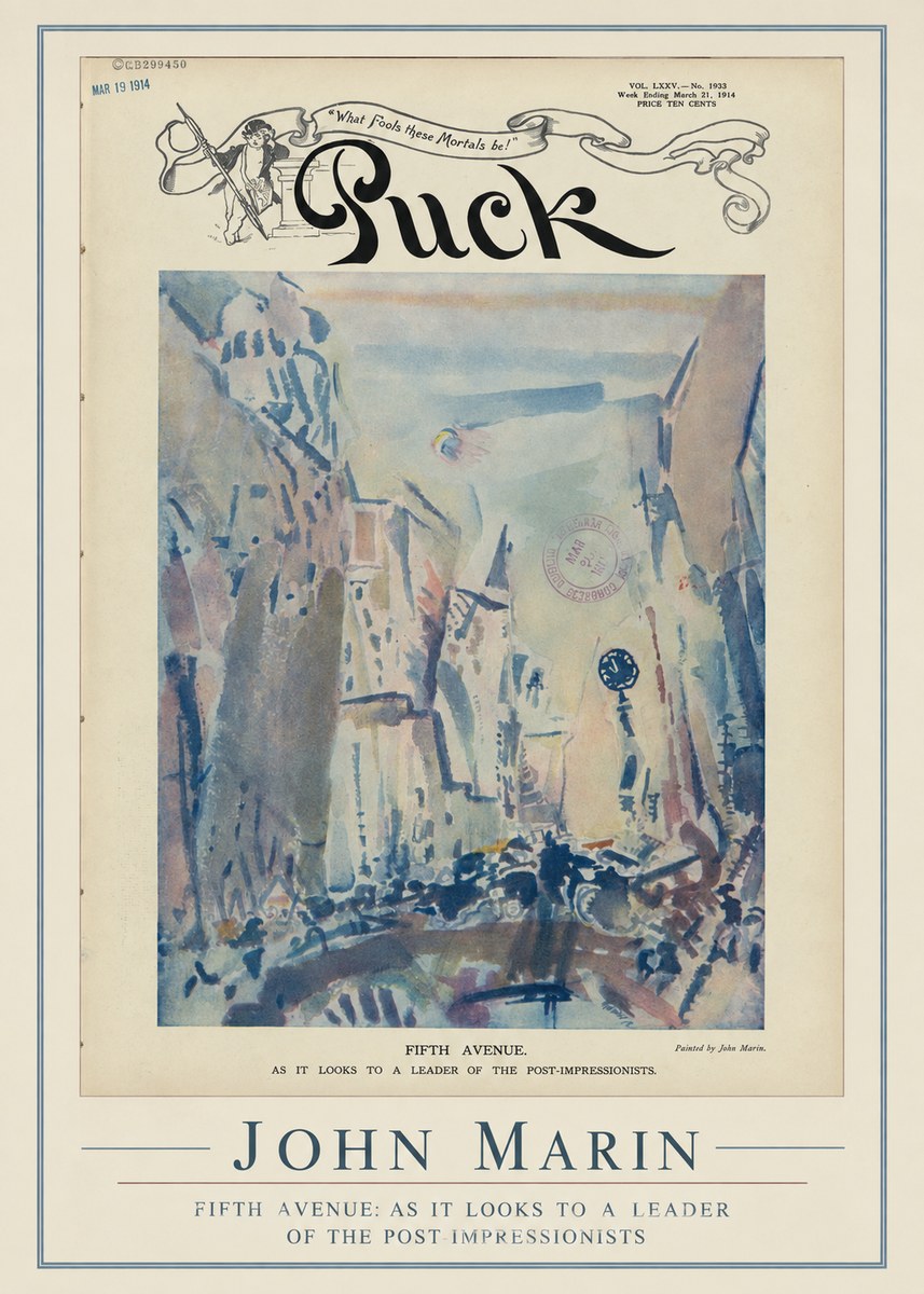 John Marin Fifth Avenue – as It Looks to a Leader of the Post-impressionists No2 - Affiche