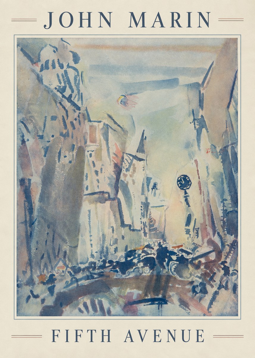 John Marin Fifth Avenue – as It Looks to a Leader of the Post-impressionists No4 - Affiche