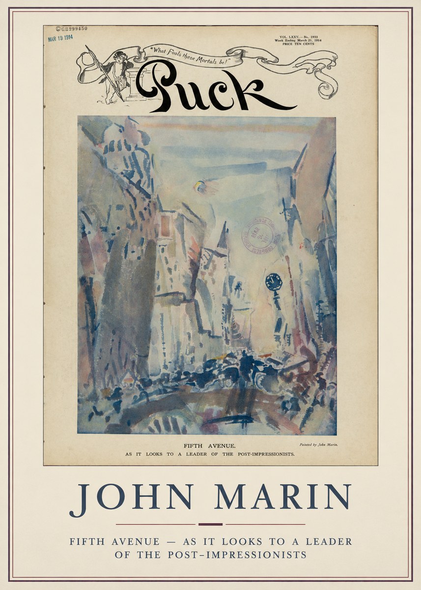 John Marin Fifth Avenue – as It Looks to a Leader of the Post-impressionists No5 - Affiche