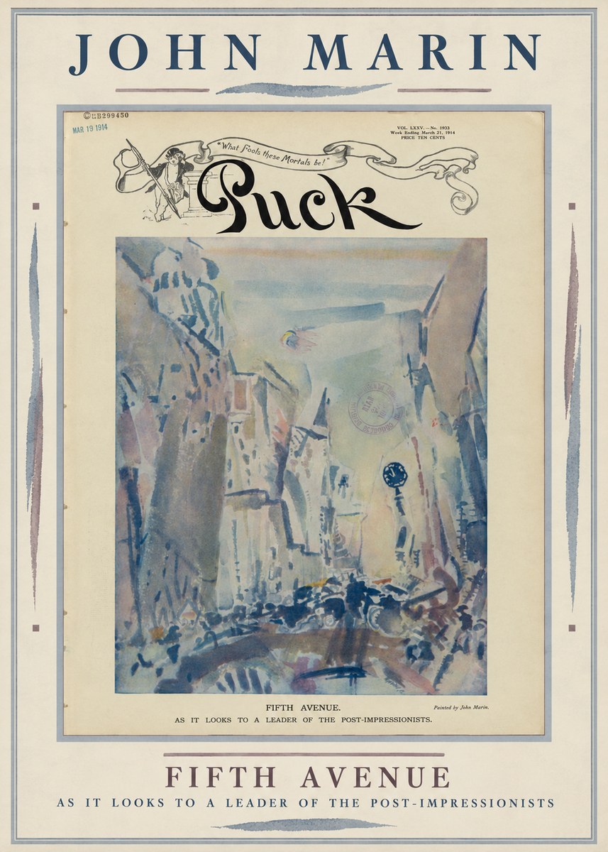 John Marin Fifth Avenue – as It Looks to a Leader of the Post-impressionists No6 - Affiche